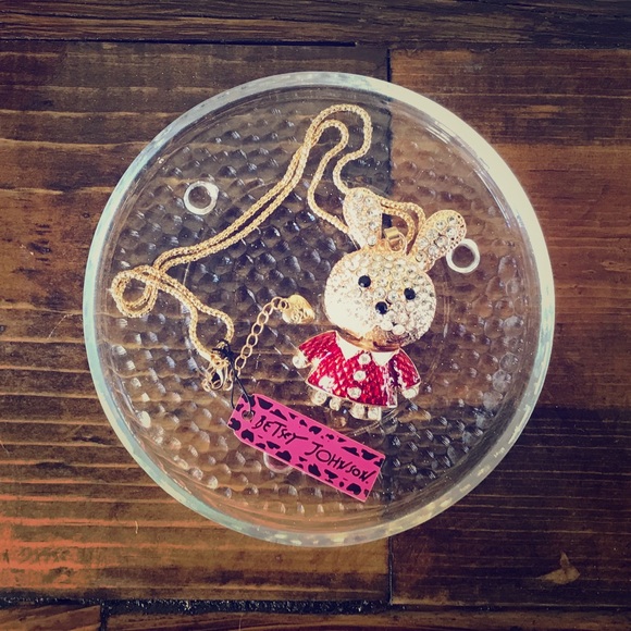 NWT Betsey Johnson Crystal Rabbit Necklace - Picture 1 of 4